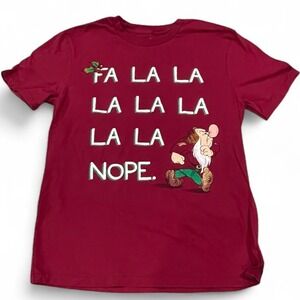 Disney Grumpy "Fa La La La La Nope" Christmas Graphic T Shirt Top M